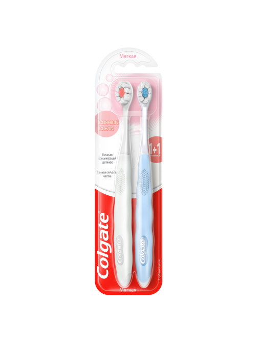 Зубная щетка Colgate Cushion Clean мягкая, 1+1шт