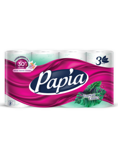 Туалетная бумага Papia Tropical Exotics 3 слоя, 8 рулонов