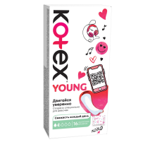 Прокладки ежедневные Kotex Young Экстра тонкие для девочек, 16шт