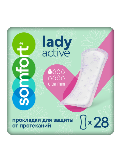 Прокладки Somfort Lady Active Ultra mini впитывающие, 28шт
