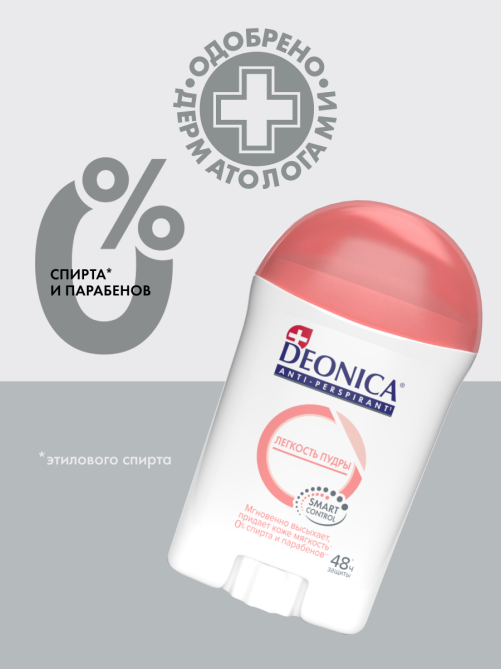 Дезодорант-антиперспирант-стик Deonica Легкость пудры, 40мл