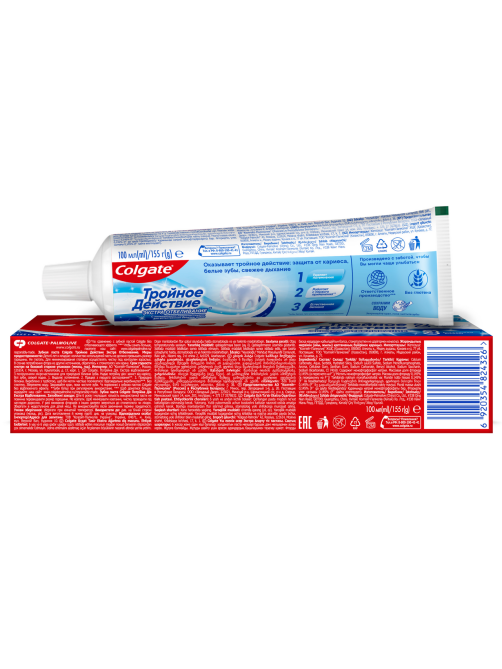 Зубная паста Colgate Тройное действие Экстра отбеливание для восстановления естественной белизны зубов, 100мл