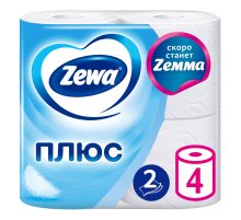 Туалетная бумага Zewa Плюс 2 слоя, 4 рулона