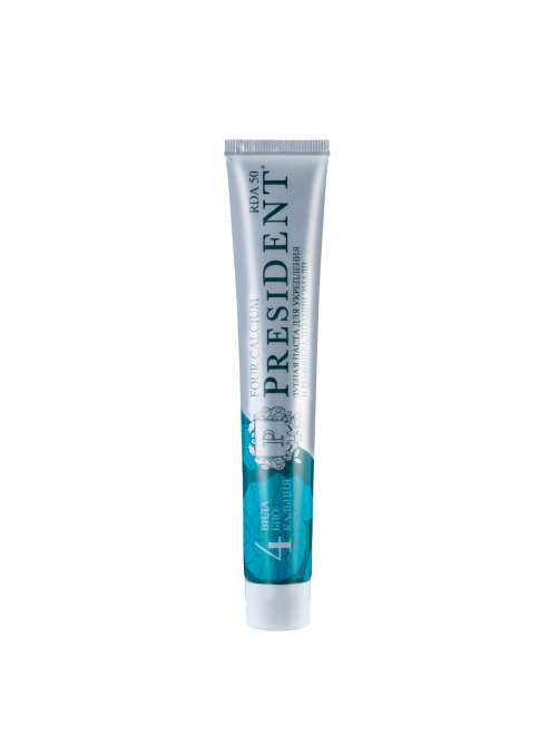 Зубная паста President Four Calcium для реминерализации и укрепления эмали (RDA 50), 75г