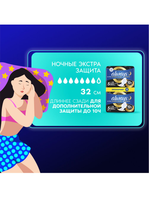 Прокладки гигиенические Always Ultra Secure Night Duo, 12шт