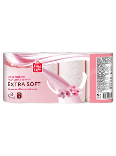 Fine Life Туалетная бумага Extra Soft Цветущий сад 3 слоя 8 рулонов