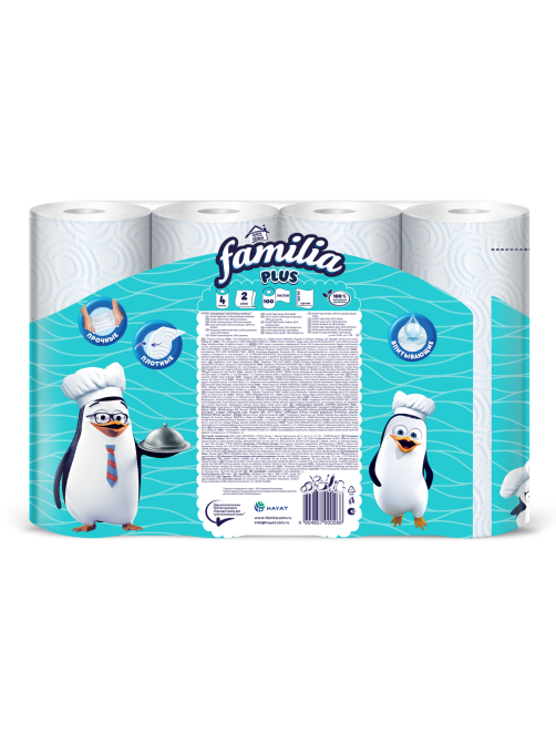 Бумажные полотенца Familia 2 слоя, 4шт