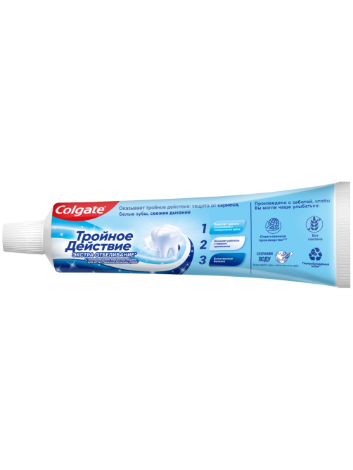 Зубная паста Colgate Тройное действие Экстра отбеливание для восстановления естественной белизны зубов, 100мл
