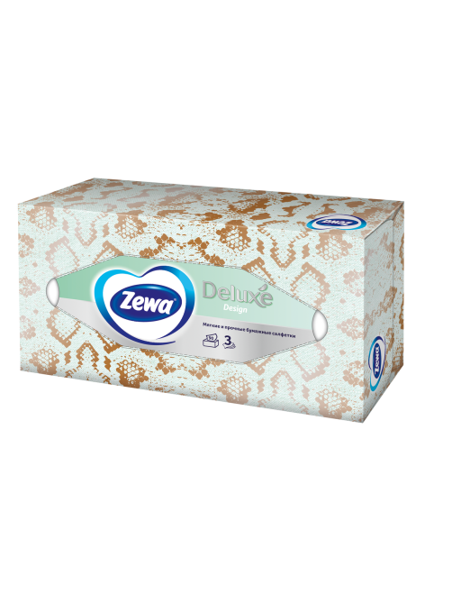 Салфетки бумажные Zewa Deluxe Дизайн 3 слоя в коробке, 90 листов