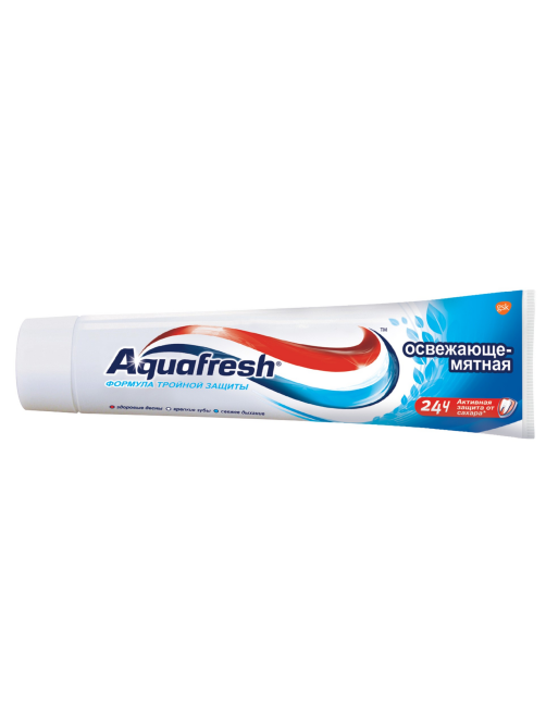 Зубная паста Aquafresh для тройной защиты полости рта освежающе-мятная с фтором, 100мл