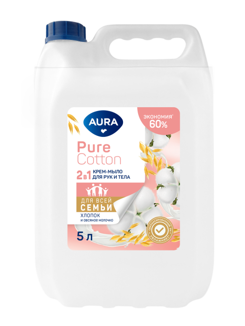 Крем-мыло Aura Pure Cotton Овсяное молоко 2в1, 5л
