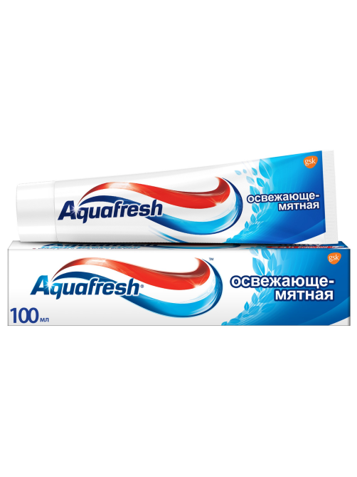 Зубная паста Aquafresh для тройной защиты полости рта освежающе-мятная с фтором, 100мл