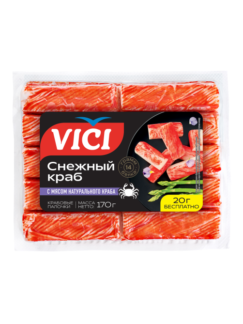 Палочки крабовые Vici Снежный краб с натуральным мясом, 170г