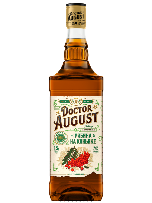 Настойка Doctor August Рябина на коньяке сладкая, 0.5л