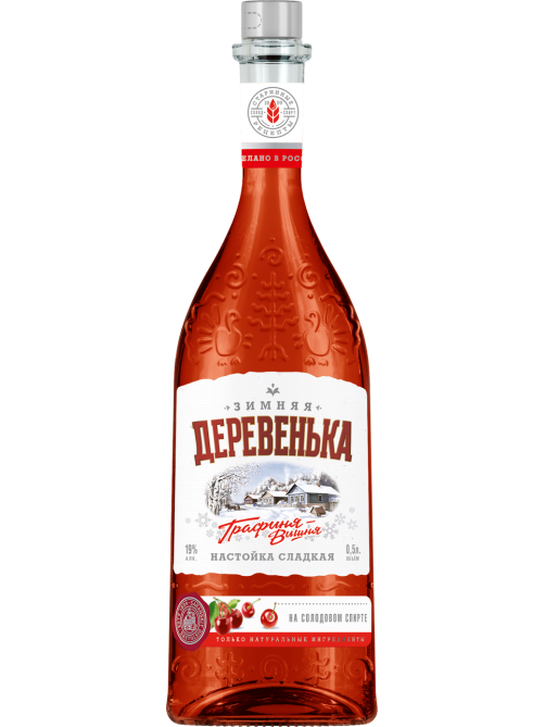 Настойка Деревенька Зимняя вишня сладкая, 0.5л