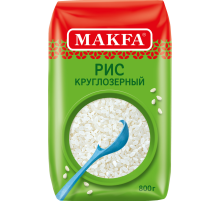 Крупа рис Makfa круглозерный шлифованный, 800г
