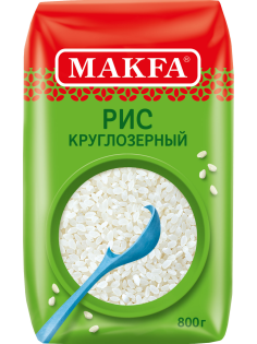 Крупа рис Makfa круглозерный шлифованный, 800г