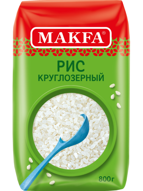 Крупа рис Makfa круглозерный шлифованный, 800г