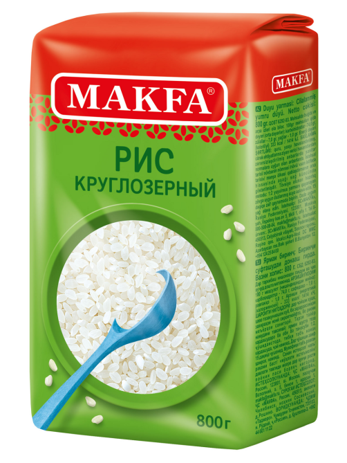 Крупа рис Makfa круглозерный шлифованный, 800г