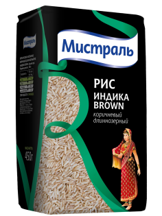 Крупа рис Мистраль Индика Brown, 450г