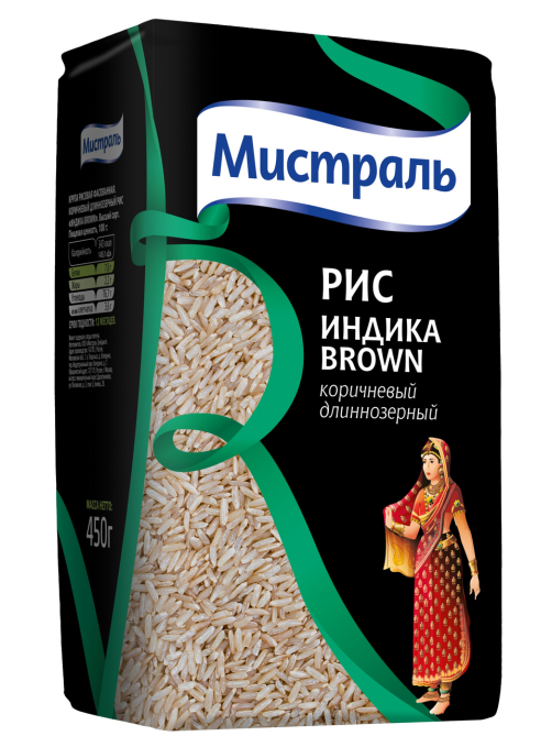 Крупа рис Мистраль Индика Brown, 450г