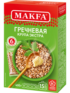 Крупа гречневая Makfa ядрица экстра в пакете для варки 6шт, 400г