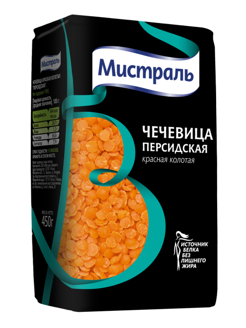 Чечевица Мистраль Персидская красная колотая, 450г