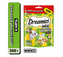 Лакомства Dreamies Mix для кошек с курицей и кошачьей мятой, 200г