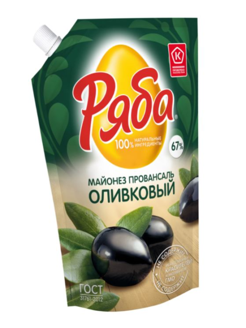Майонез Ряба оливковый 67%, 670мл