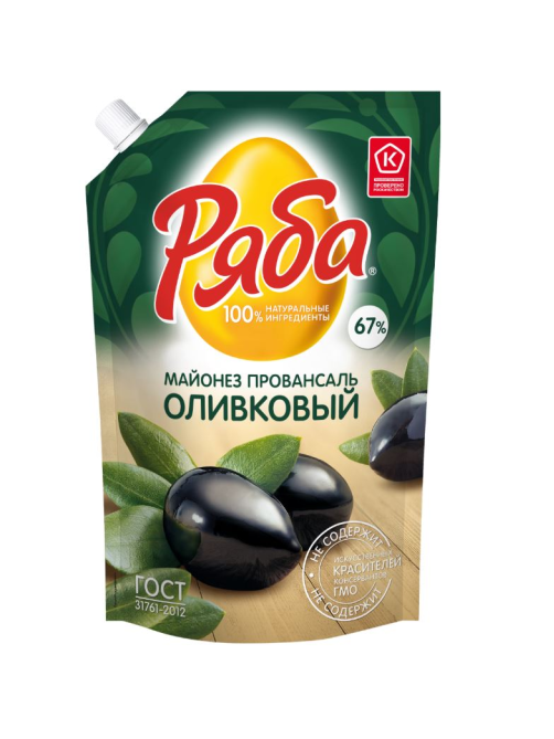 Майонез Ряба оливковый 67%, 670мл