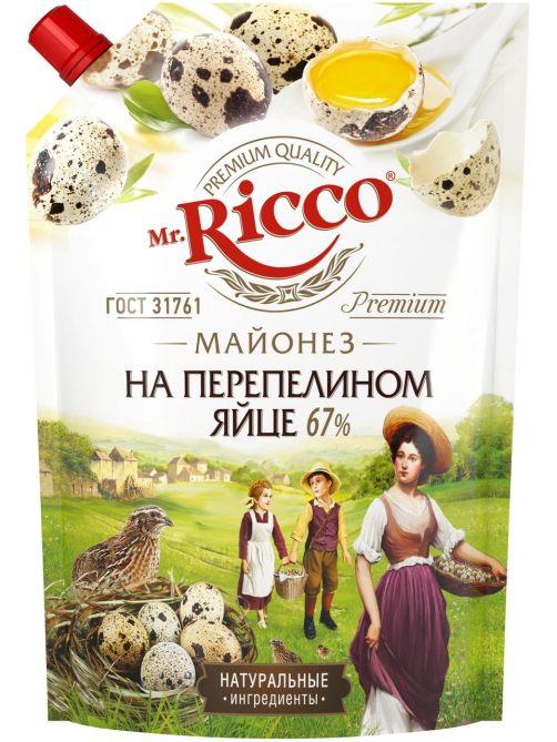 Майонез Mr. Ricco Premium на перепелином яйце 67%, 800мл