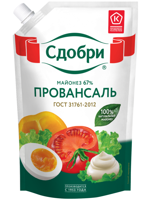 Майонез Сдобри Провансаль ГОСТ 67%, 630г