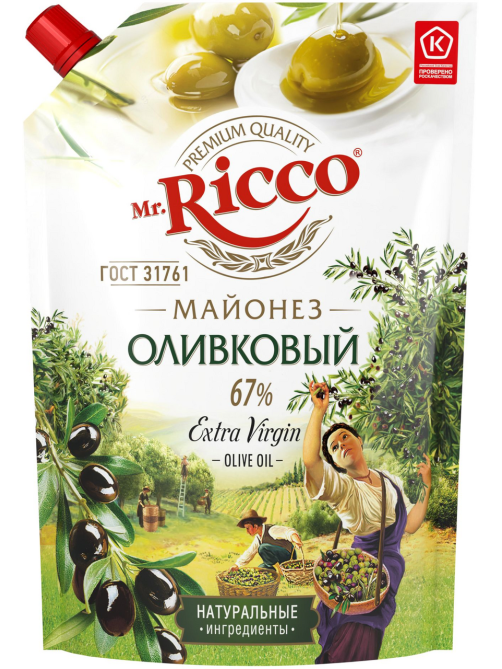 Майонез Mr. Ricco Extra Vigin оливковый 67%, 800мл