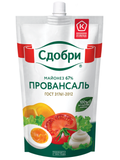 Майонез Сдобри Провансаль ГОСТ 67%, 350г