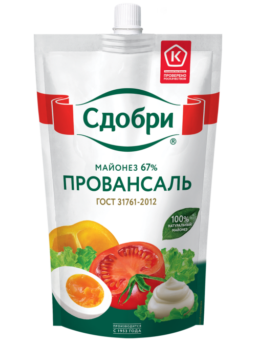 Майонез Сдобри Провансаль ГОСТ 67%, 350г