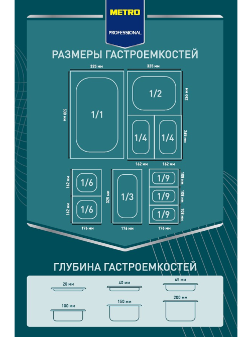METRO PROFESSIONAL Гастроемкость GN 1/1 глубина 20мм, 3л