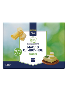 METRO Chef Масло сливочное Крестьянское ГОСТ 72.5%, 180г