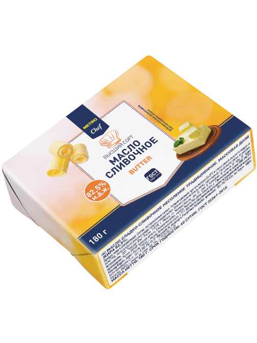 METRO Chef Масло сливочное Традиционное ГОСТ 82.5%, 180г
