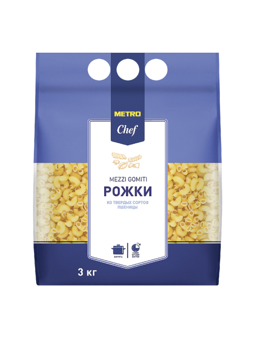 METRO Chef Макароны рожки Mezzi Gomiti, 3кг