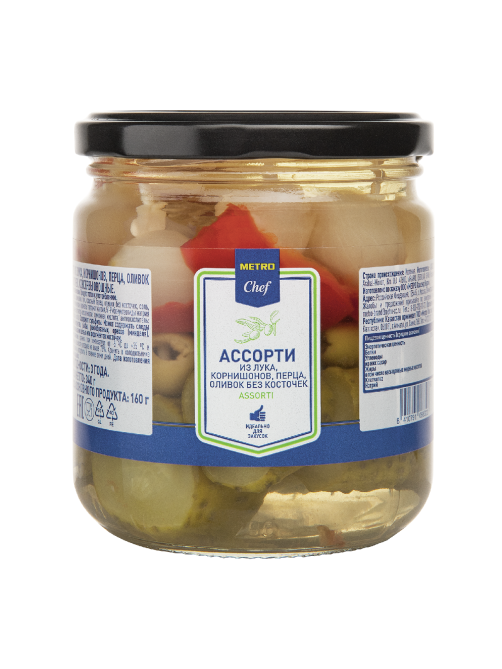 METRO Chef Ассорти овощное Лук, корнишоны, перец и оливки, 340г