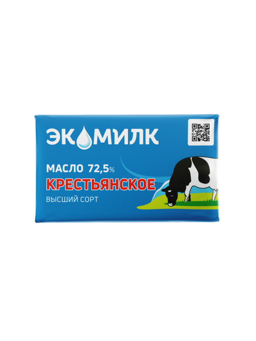 Масло сливочное Экомилк Крестьянское ГОСТ 72.5%, 160г