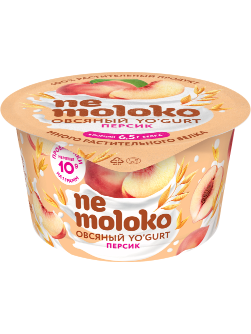 Продукт овсяный Nemoloko с персиком 5%, 130г