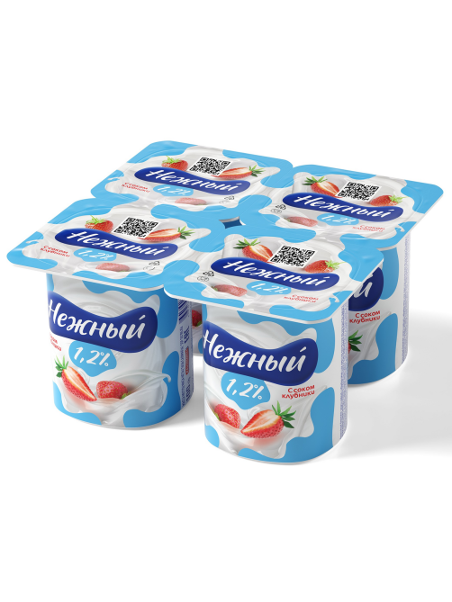 Йогуртный продукт Нежный с соком клубники 1.2%, 100г
