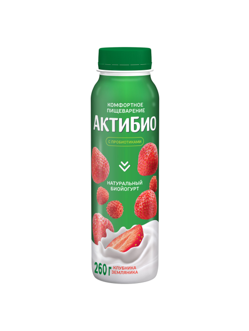 Йогурт питьевой Актибио клубника-земляника 1.5%, 260г
