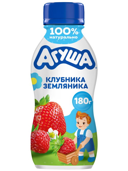 Йогурт питьевой детский Агуша Я сам Клубника и земляника 2.7% с 3 лет, 180г