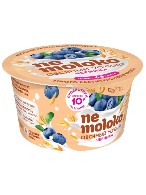 Продукт овсяный Nemoloko Yo'gurt с черникой 5%, 130г