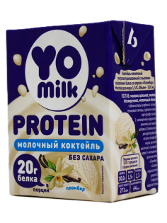Коктейль молочный Yomilk Protein протеиновый пломбир 1.5%, 200мл