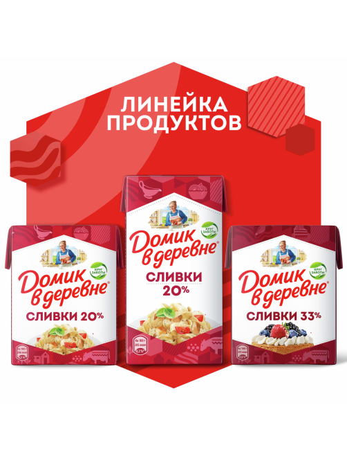 Сливки Домик в деревне стерилизованные 20%, 480г