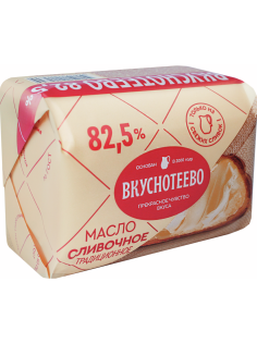 Масло сливочное Вкуснотеево Традиционное 82.5%, 180г