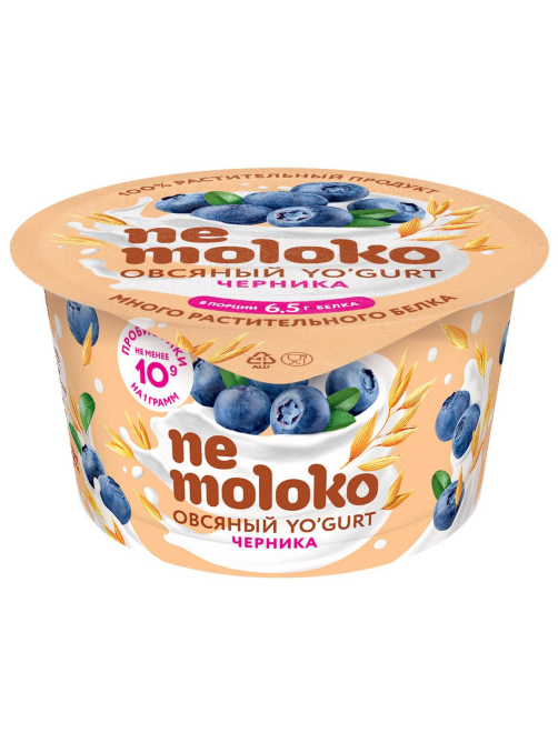 Продукт овсяный Nemoloko Yo'gurt с черникой 5%, 130г